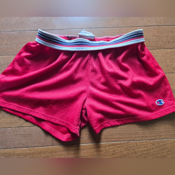 Champion Pants - VTG Champion Women's Athletic Shorts Red Small Fold Over